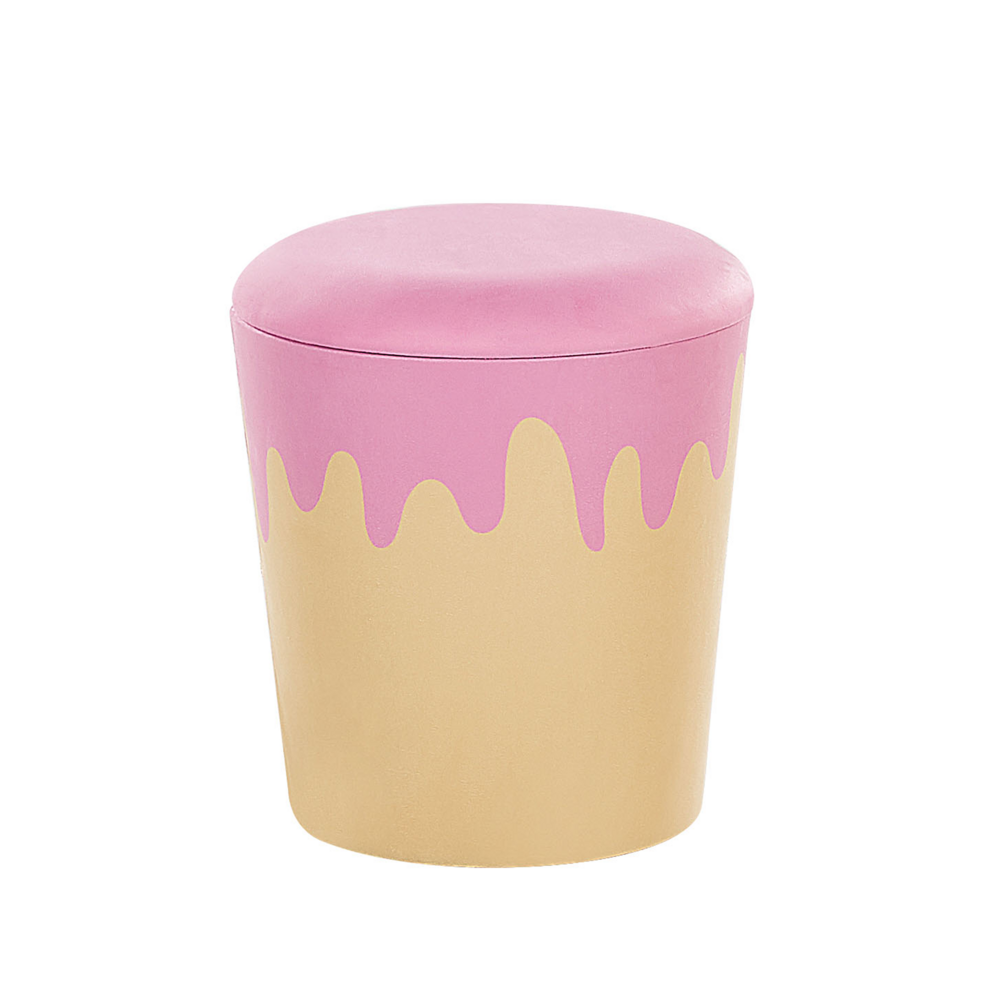 Beliani Poef beige/roze MOUSSEE