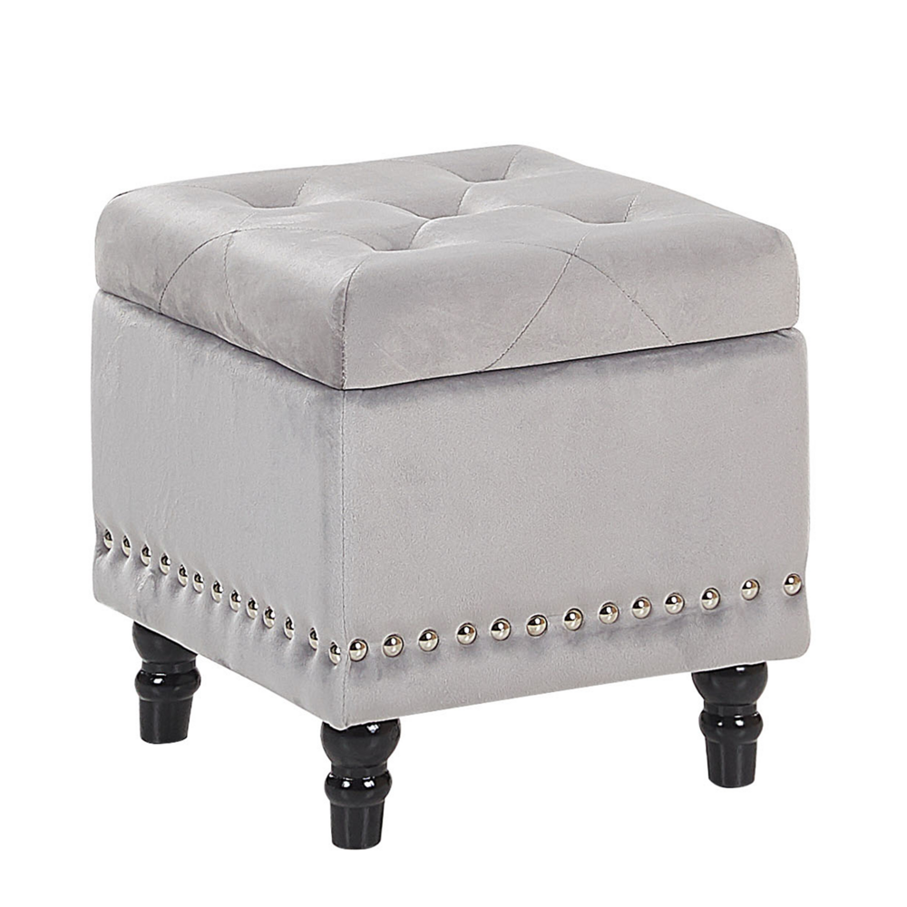 Beliani Ottomaan fluweel lichtgrijs LORETTO