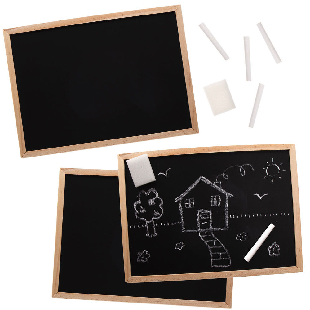 Large Wooden Chalkboards - Pack of 3. Wood. Classroom Essential. 30 x 23 cm.