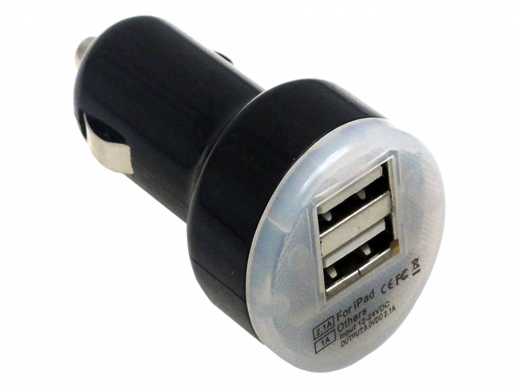 Dual USB Auto-oplader | USB adapter voor opladen in de auto | zwart | Pocketbook