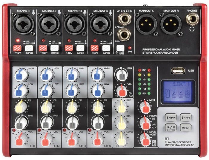 Citronic Compact 6 Channel Mixer with USB & Bluetooth