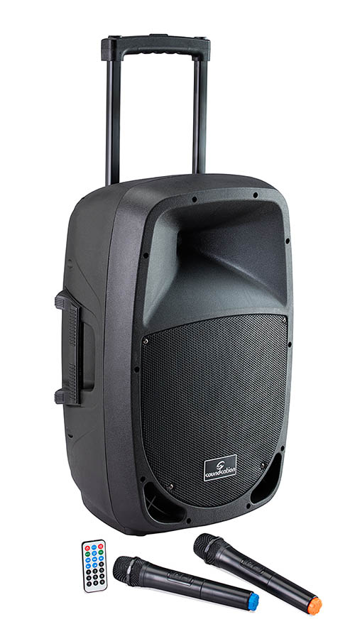 Soundsation Portable PA System with VHF Mics MP3 Bluetooth - 12"