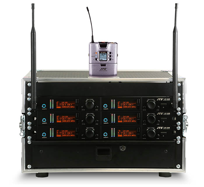 JTS UF-20R Rack n Ready Microphone System 6 Channel Belt Pack