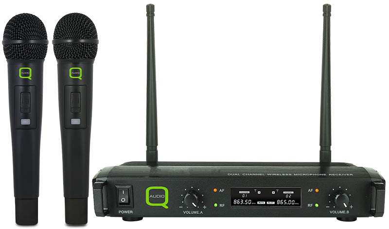 Q-Audio Dual Handheld UHF Microphone System by