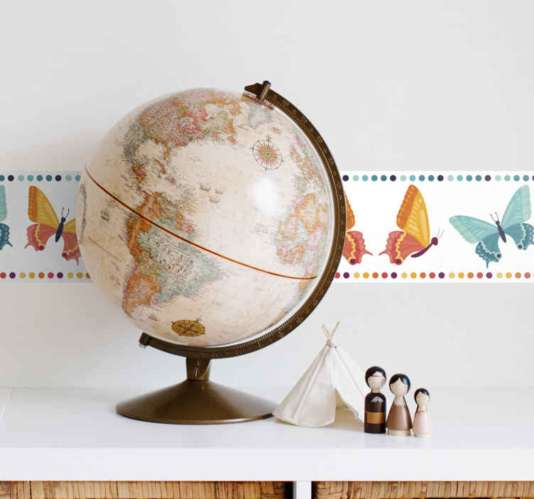 Cenefa adhesiva mariposas naranjas y azules