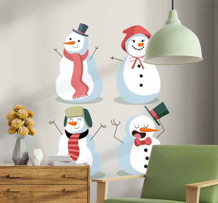 Vinilos navideños 4 muñecos de nieve bonitos