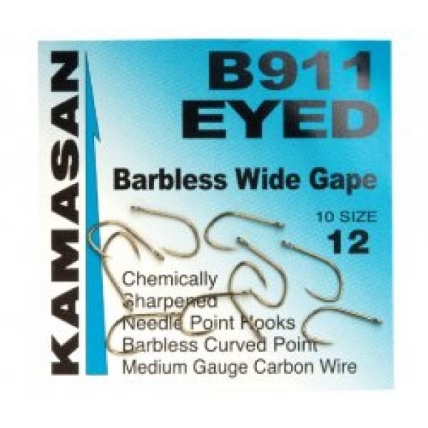 Kamasan B911 Barbless Eyed Hooks  | 12