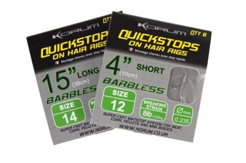 Korum Barbless Hair Rigs With Quickstops