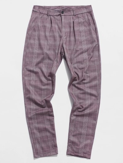 Zaful Plaiddruck Konische Lässige Hosen | 2XL