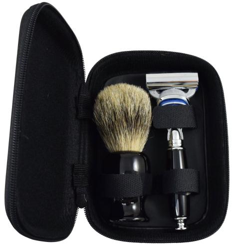 Executive Shaving Deluxe Fusion Travel Shaving Set In Black