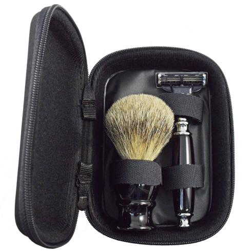 Executive Shaving Deluxe Mach3 Travel Shaving Set In Black