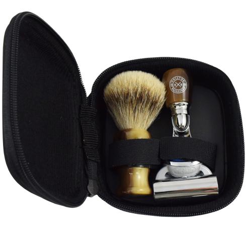 Executive Shaving Fusion Travel Shaving Set In Horn