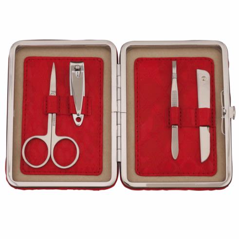 Red 4 Piece Clasp Closing Manicure Set