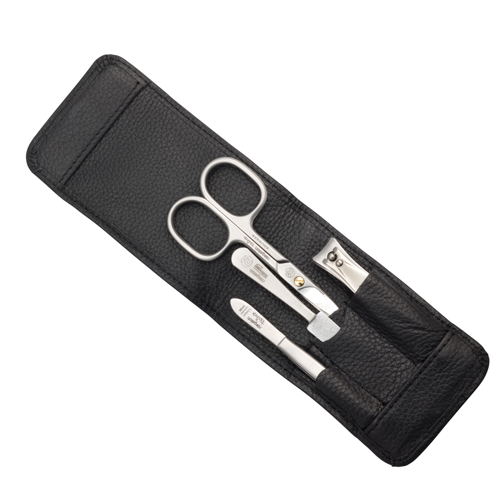 Niegeloh TopInox Black Cowhide 4 Piece Luxury Manicure Set
