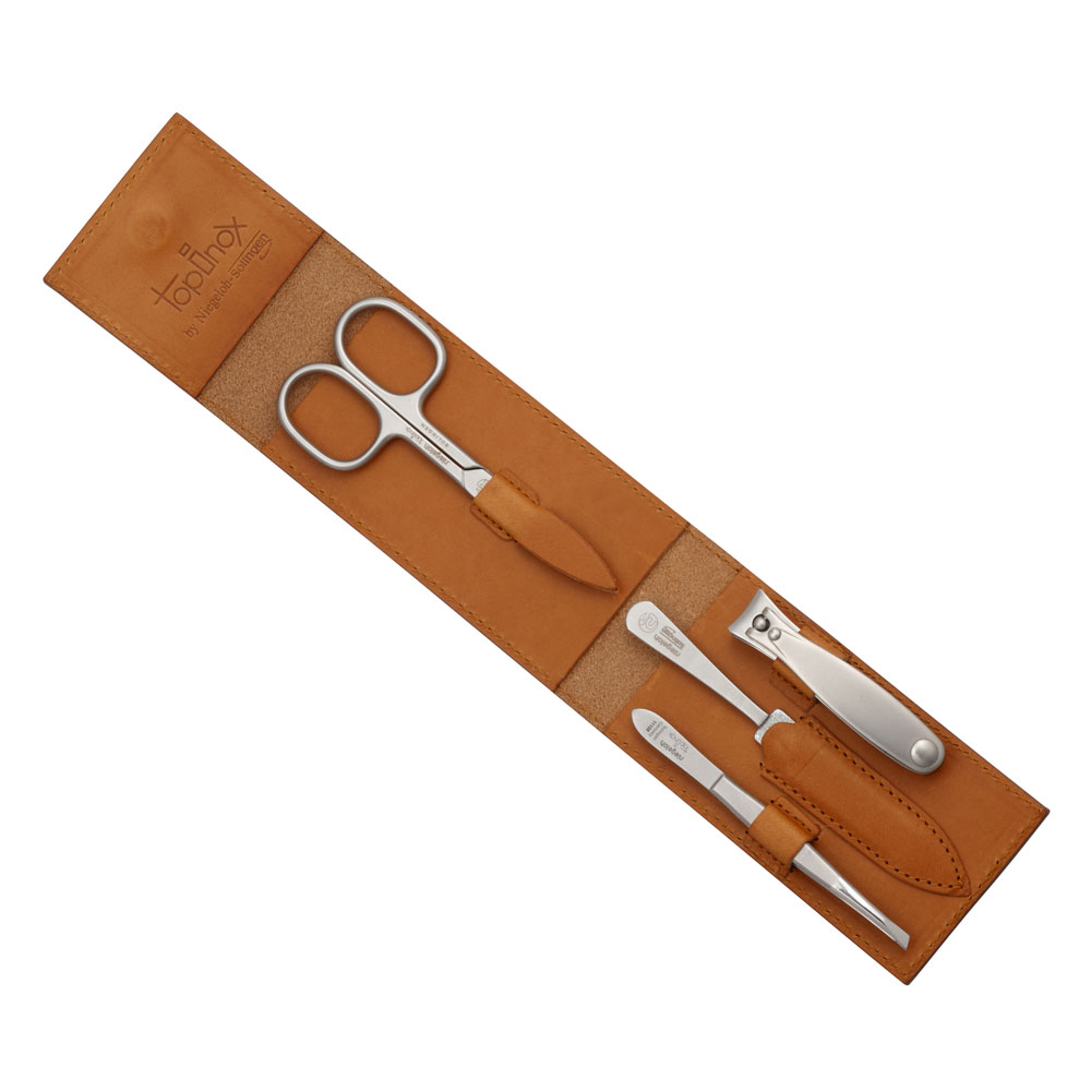 Niegeloh Tan Leather 4 Piece Luxury Manicure Set