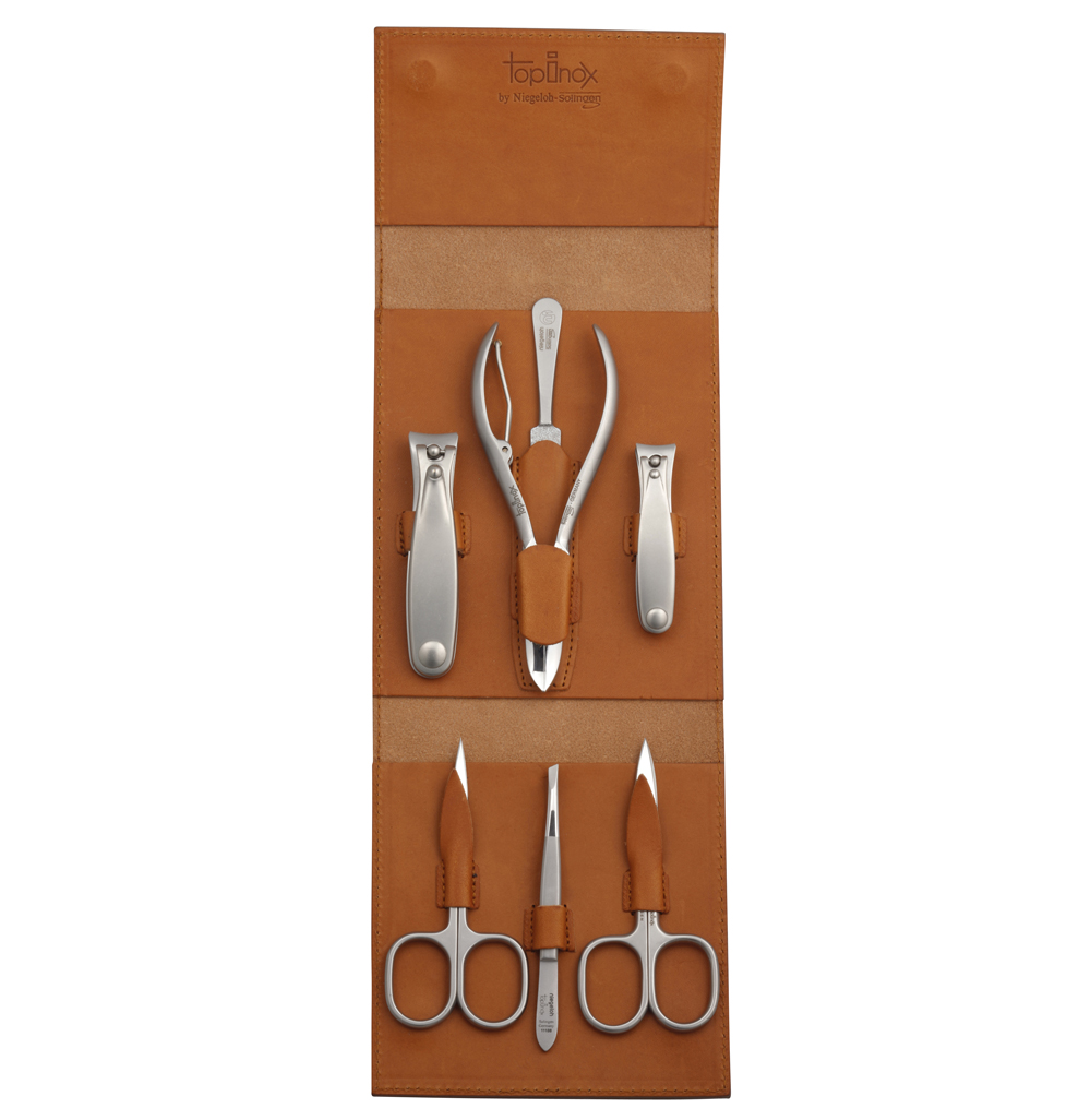 Niegeloh Tan Leather 7 Piece Luxury Manicure Set