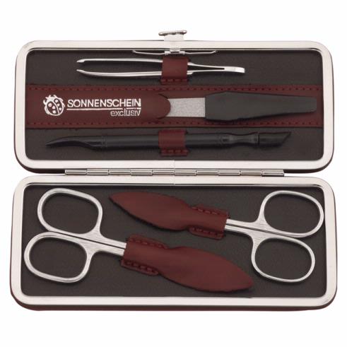 Sonnenschein Exclusiv German Leather Manicure Set in Bordeaux