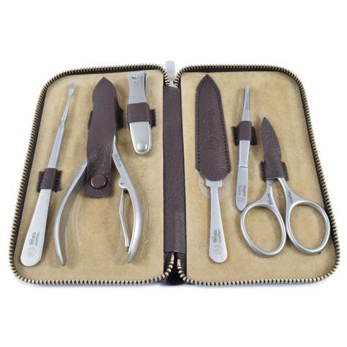 Neigeloh Ristretto Brown Cowhide 6 Piece Luxury Manicure Set
