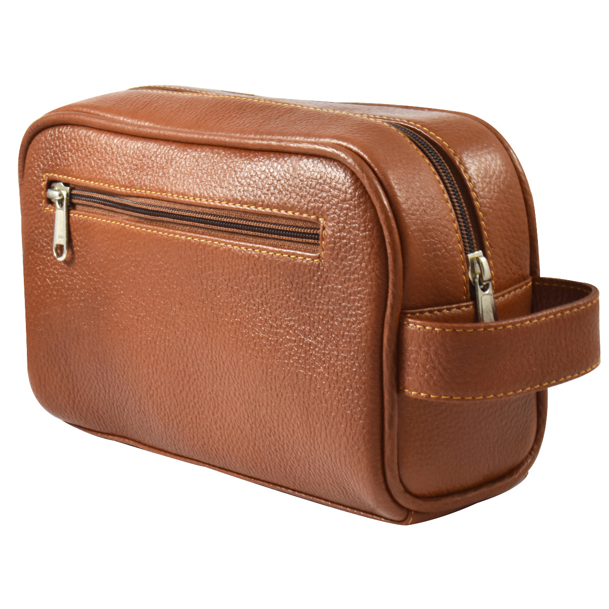 Parker Safety Razors Saddle Brown Leather Wash Bag