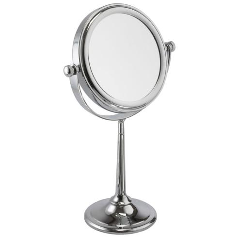 7x Magnification Small White and Chrome Pedestal Mirror