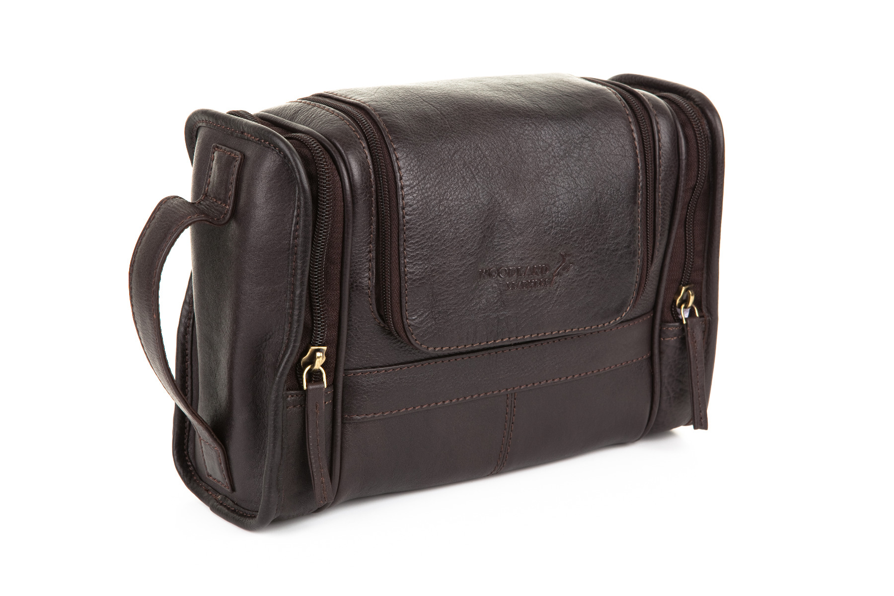 Woodland Leathers Columbian Cow Brown Leather Wash Bag