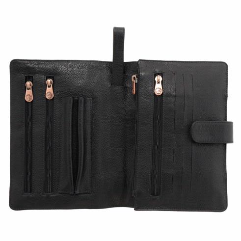 Lichfield Leather 1642 Black Leather Zip-Top Wrist Bag