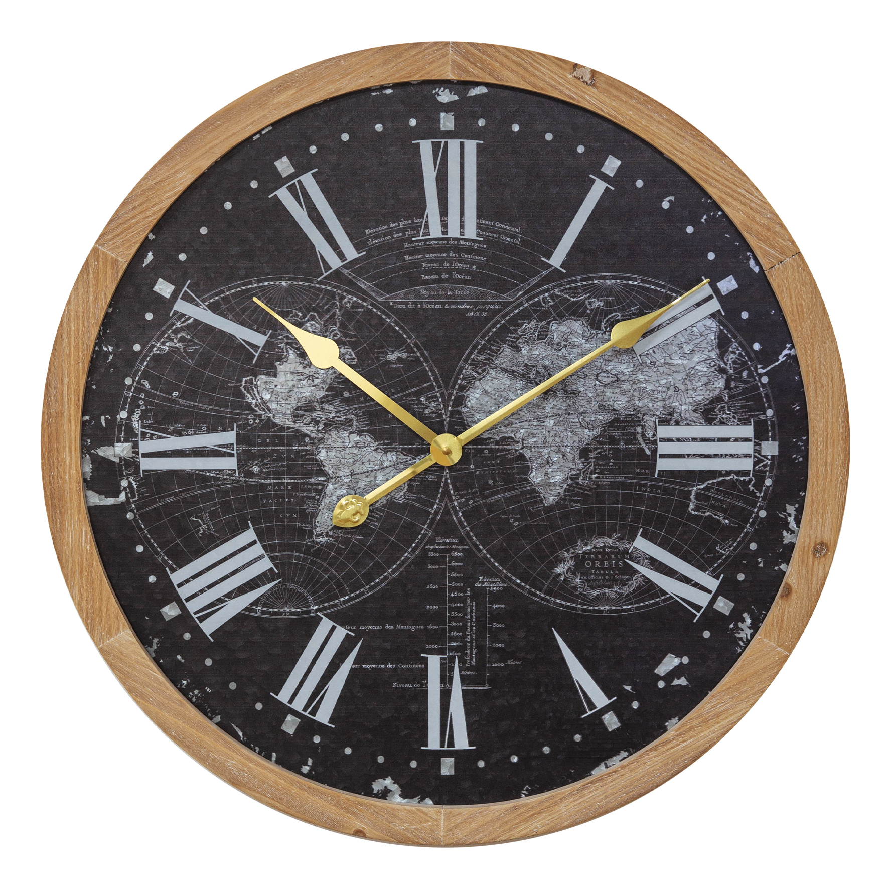 Widdop Global Atlas Wood & Metal Wall Clock 60cm