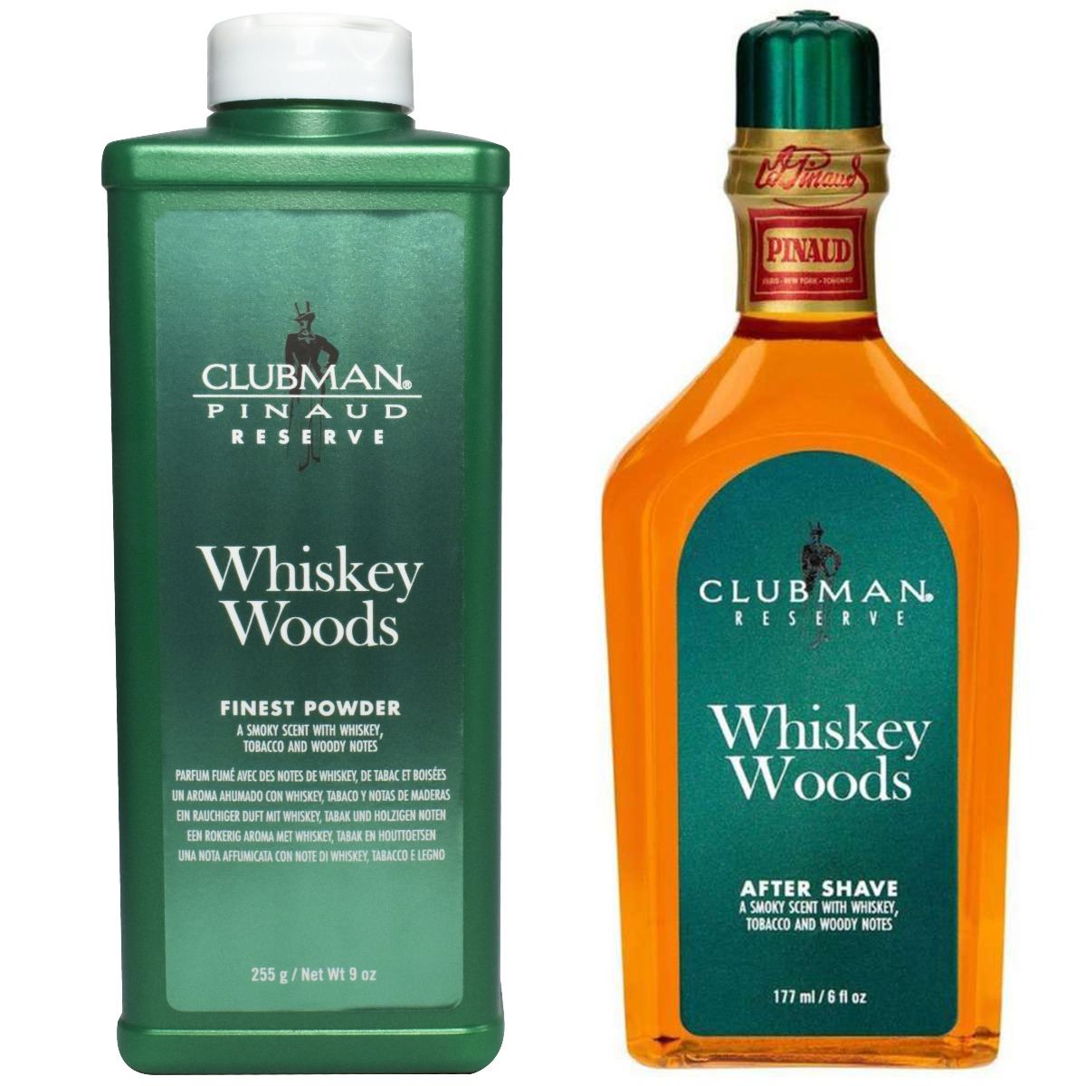 Clubman Pinaud Whiskey Woods Talcum Powder & Aftershave Set