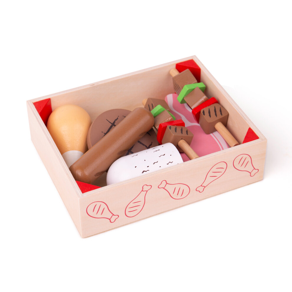 Bigjigs Toys  Wooden Butchers Crate - Play Food and Role Play Toys