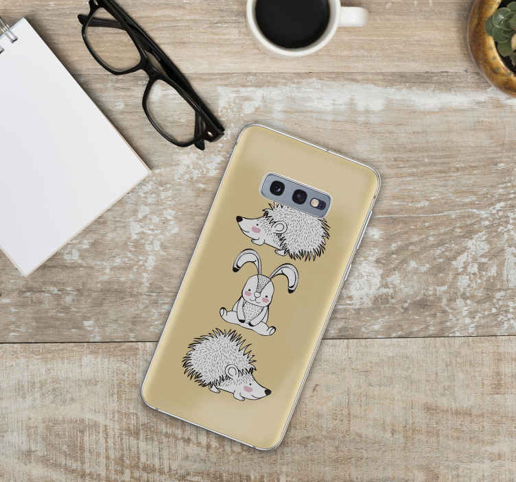 Sticker Samsung puercoespines y conejitos