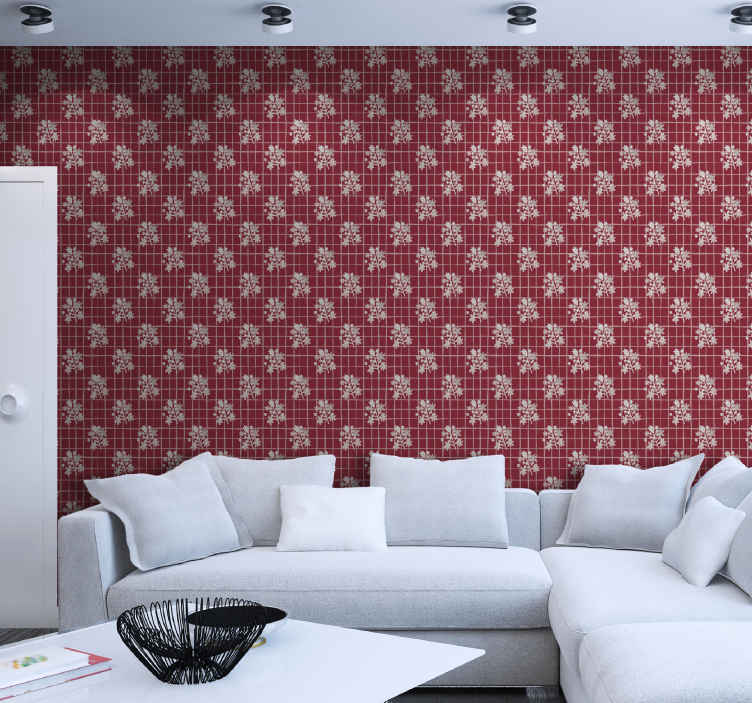 Papel pintado cuadrados color rojo