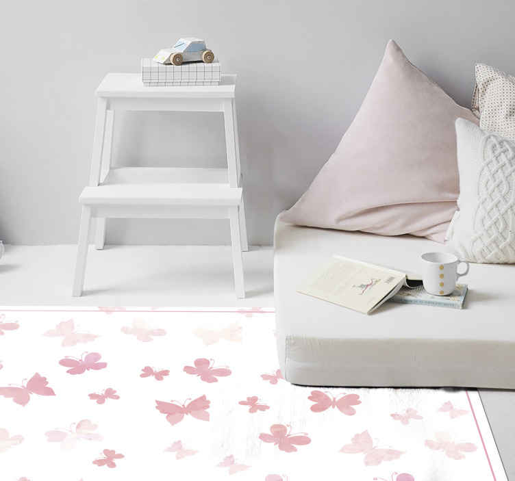 Tappeto in pvc rosa Farfalle rosa