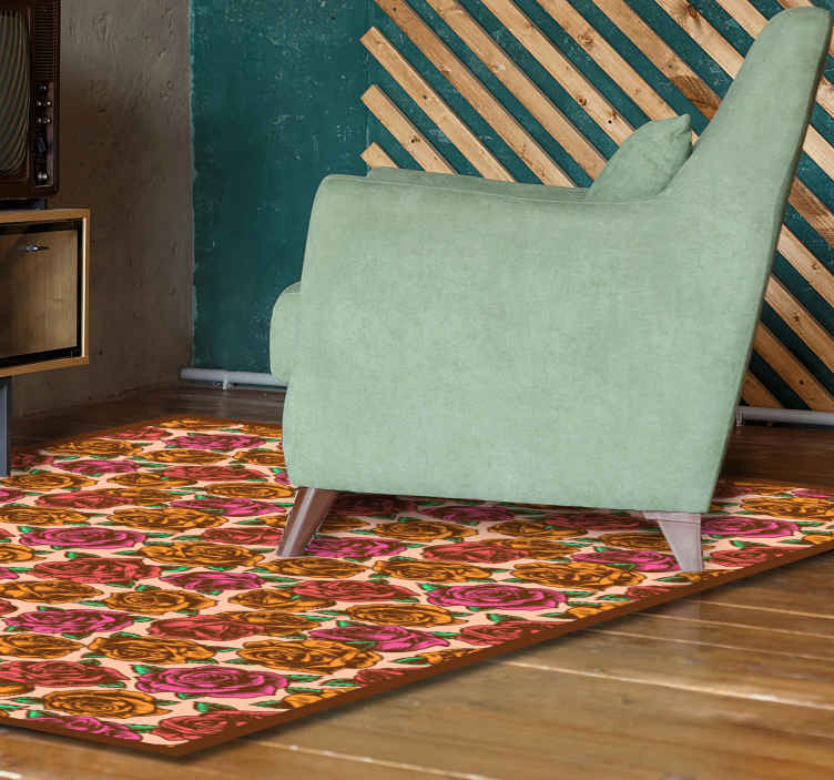 Tappeto in pvc con fiori e piante Colorato