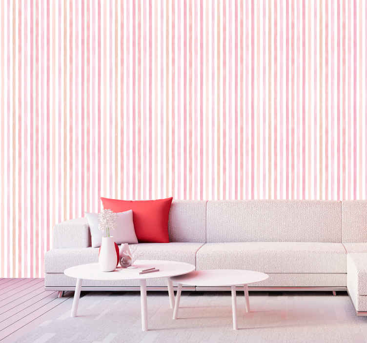 Verticaal behang Roze aquarel verticale strepen behang