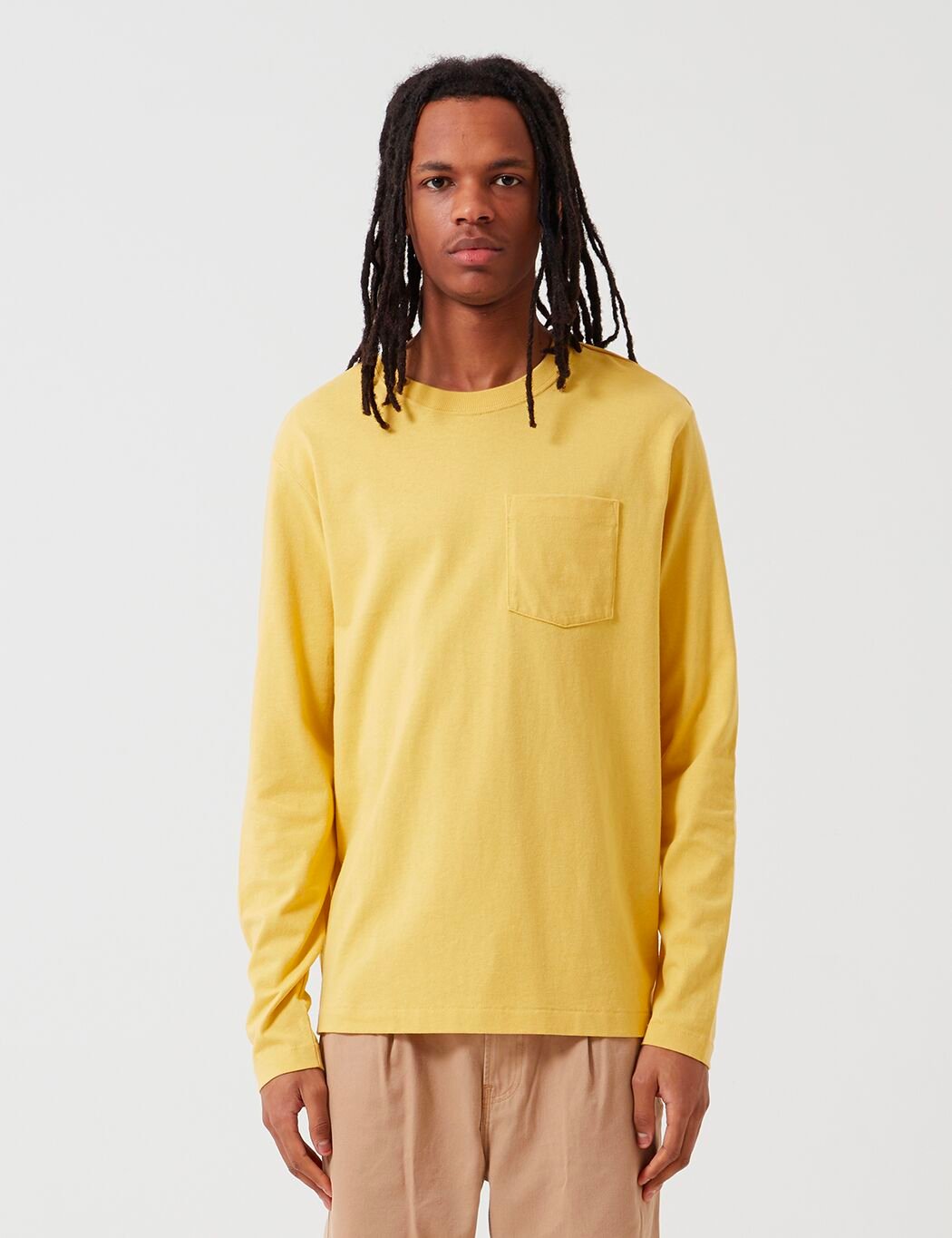 Patagonia Organic Cotton Midweight Pocket Long Sleeve T-Shirt | Surfboard Yellow | L