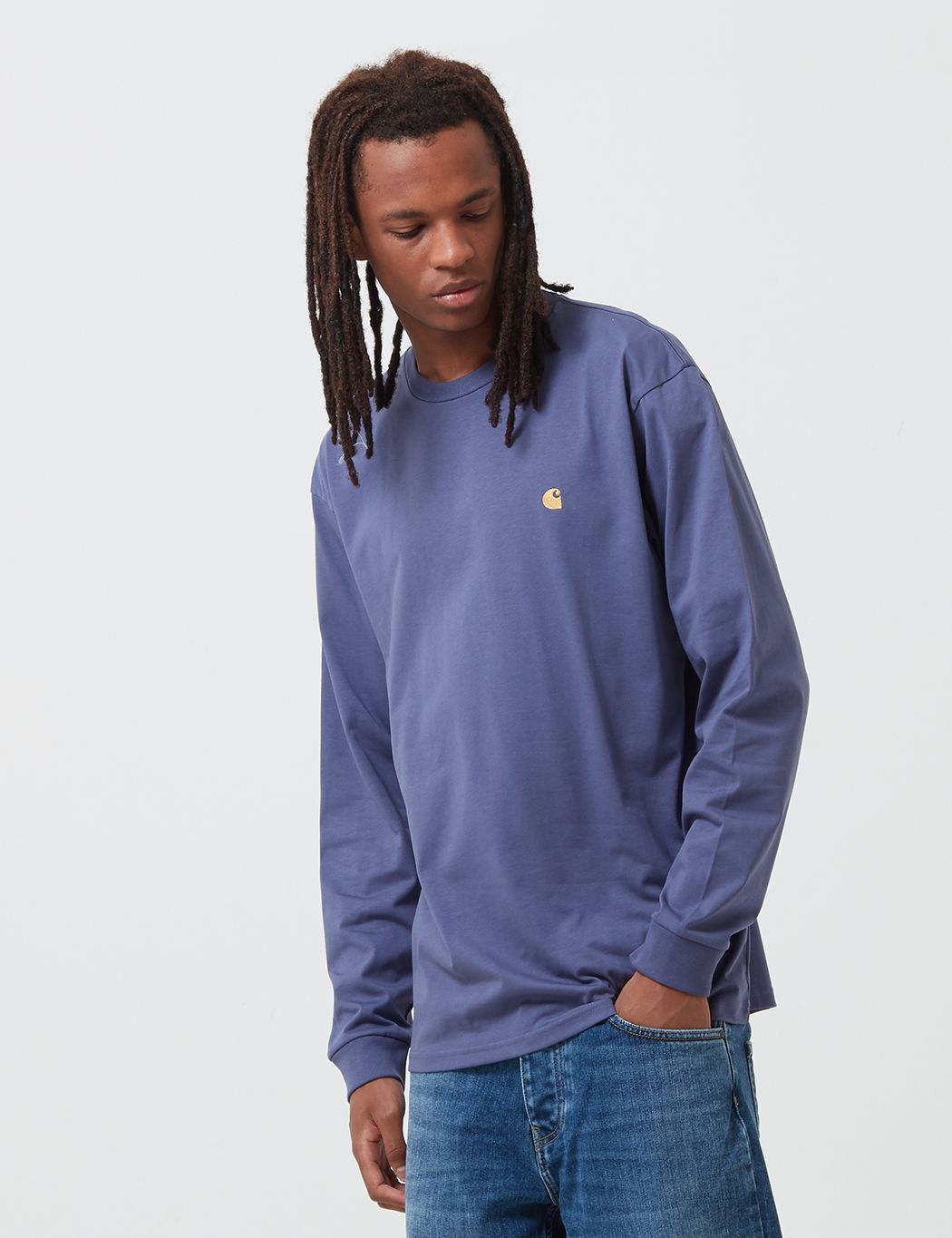 Carhartt-WIP Chase Long Sleeve T-Shirt | Cold Viola/Gold | XXL