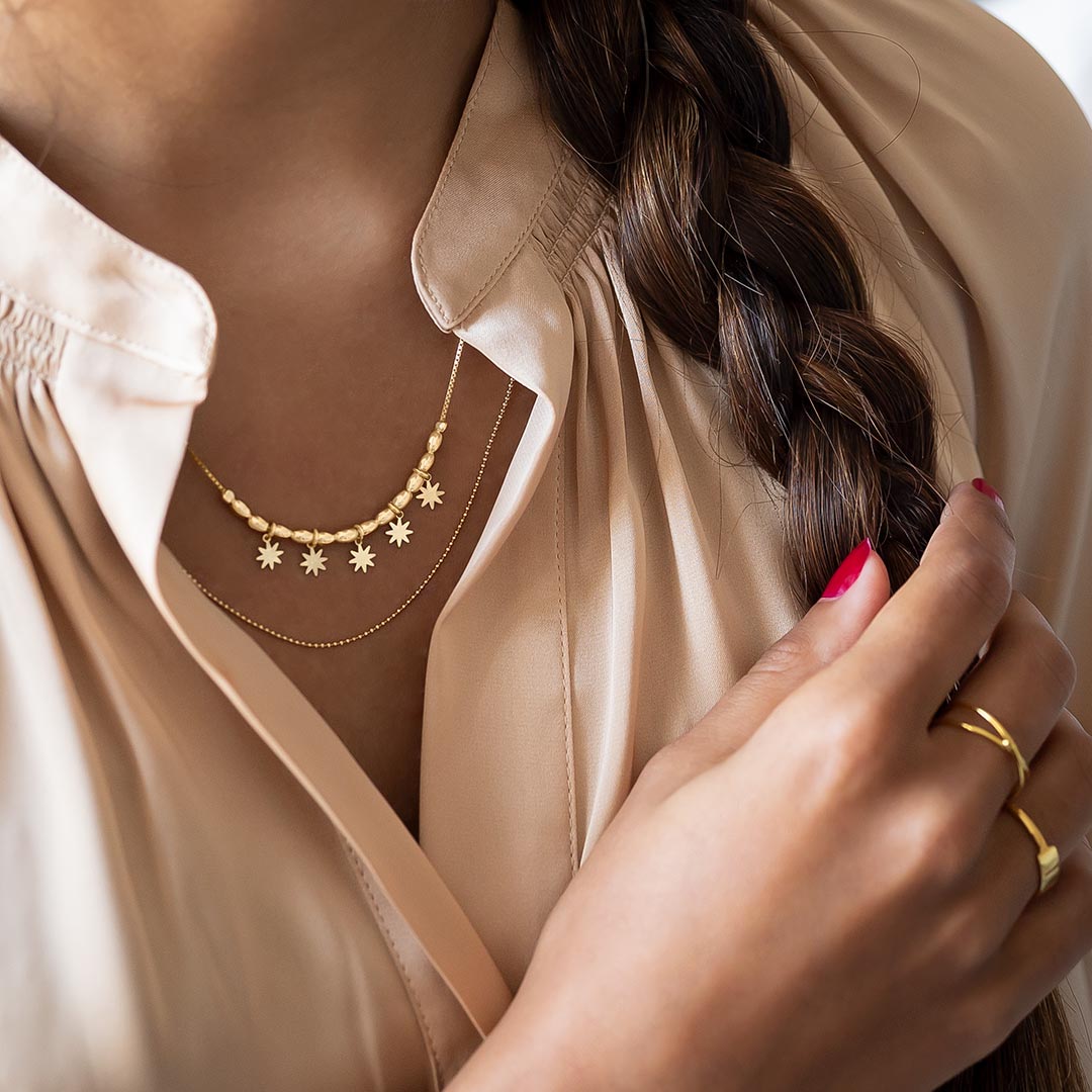 Bloom Boutique Margo Star and Bead Layer Personalised Necklace