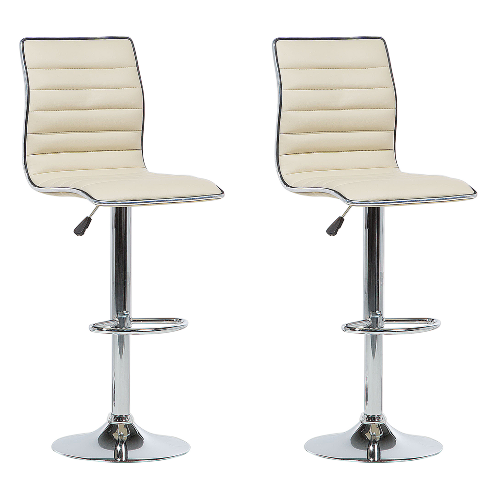 Beliani Barkruk set van 2 kunstleer beige LUCERNE