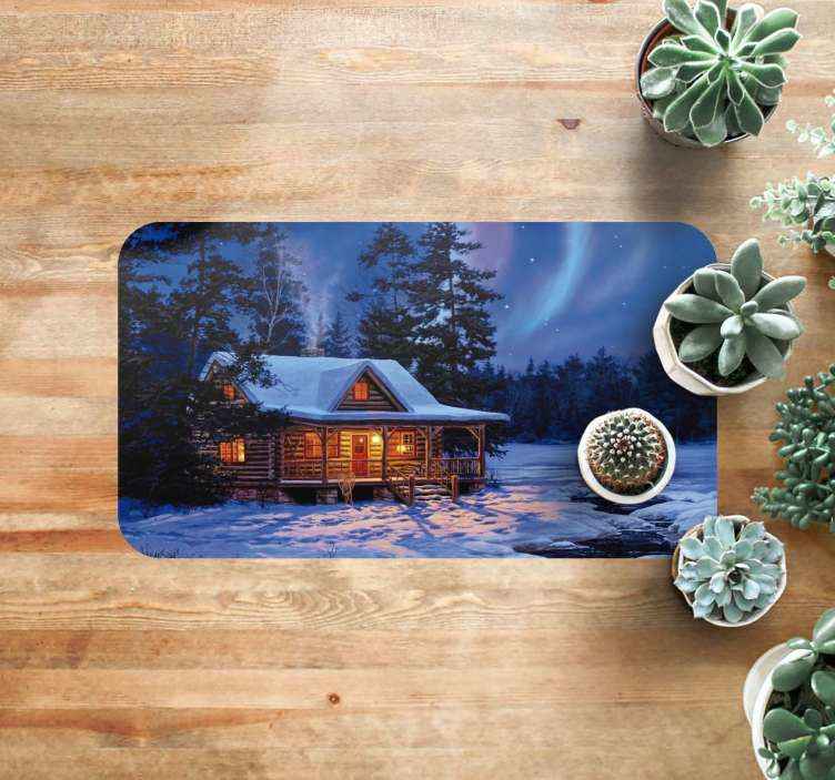 Tappeto in vinile per salone Terreno invernale con casolare