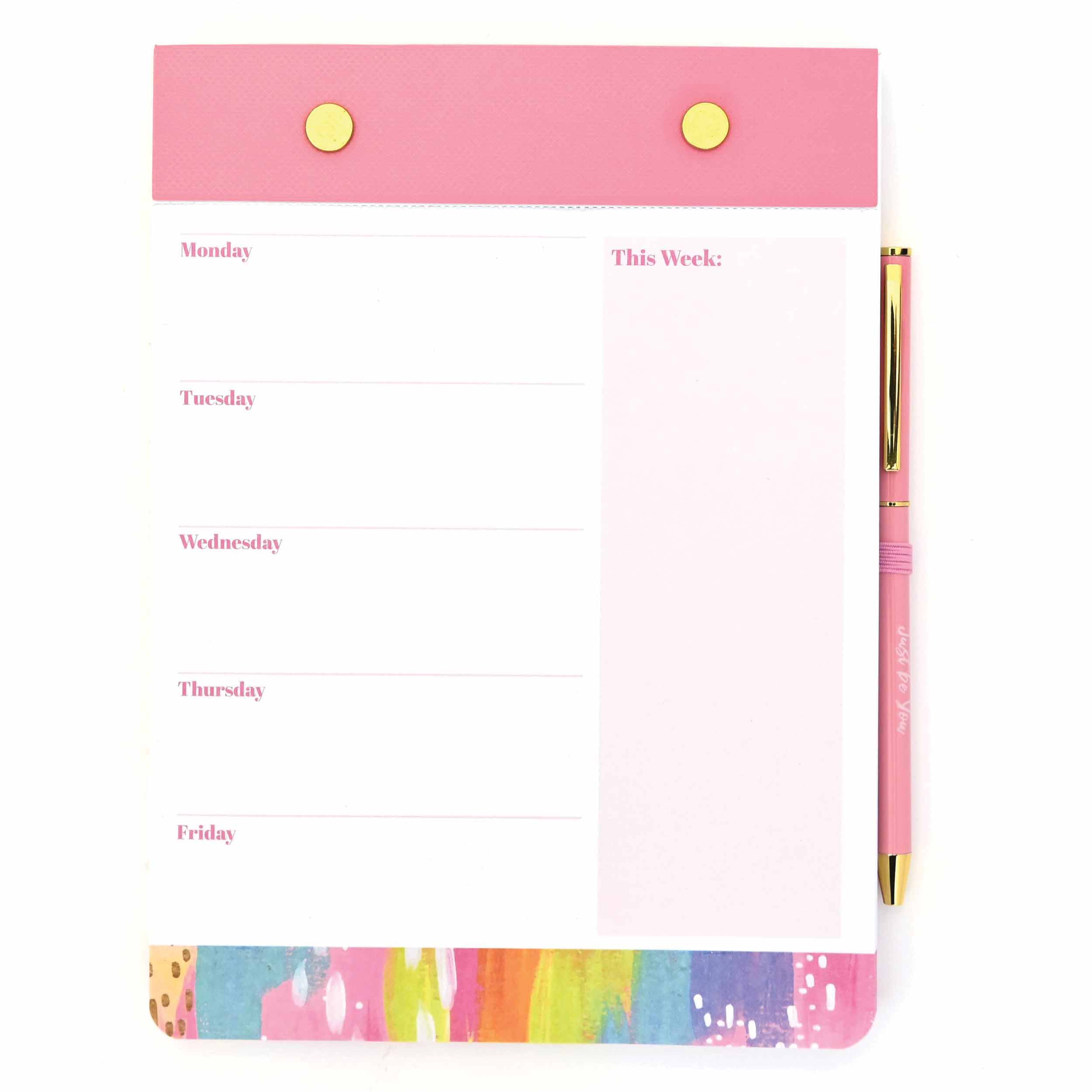 Brush Strokes Undated Desk Pad & Pen Set