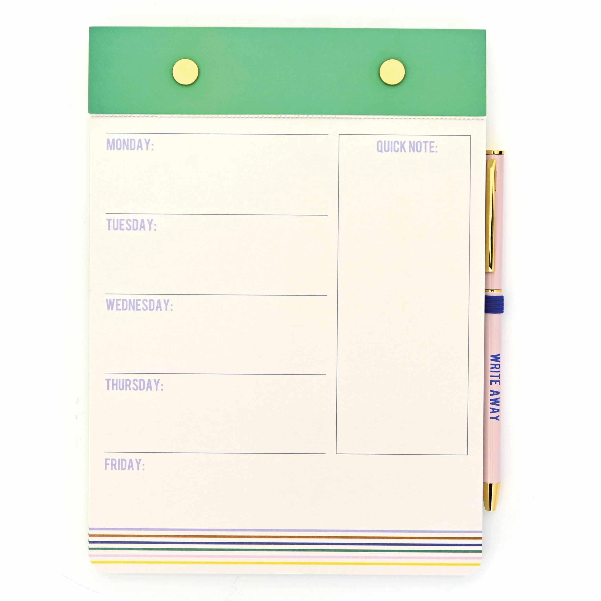 Green Undated Desk Pad & Pen Set