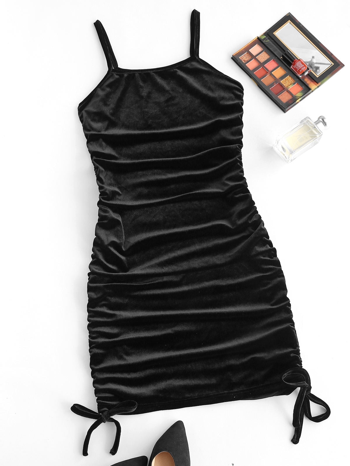 Zaful Cami Samt Seitliches Minikleid | L