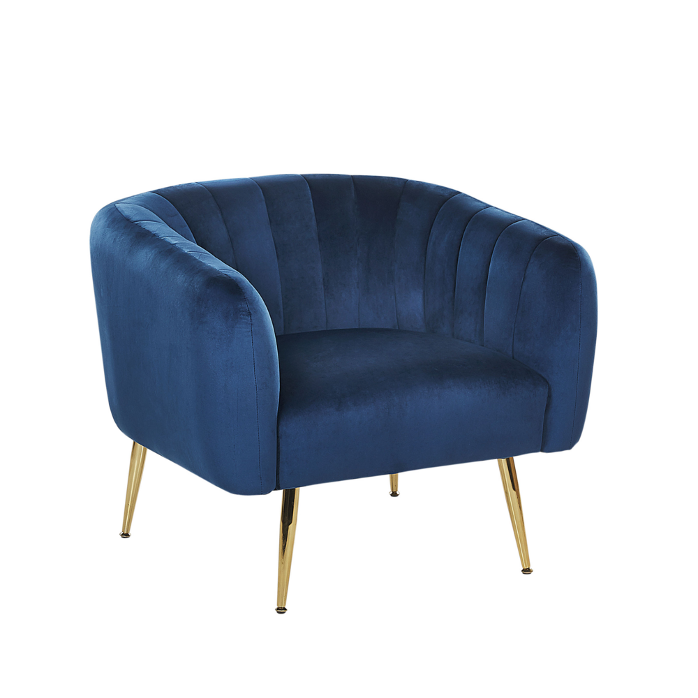 Beliani Fauteuil fluweel blauw LACONIA