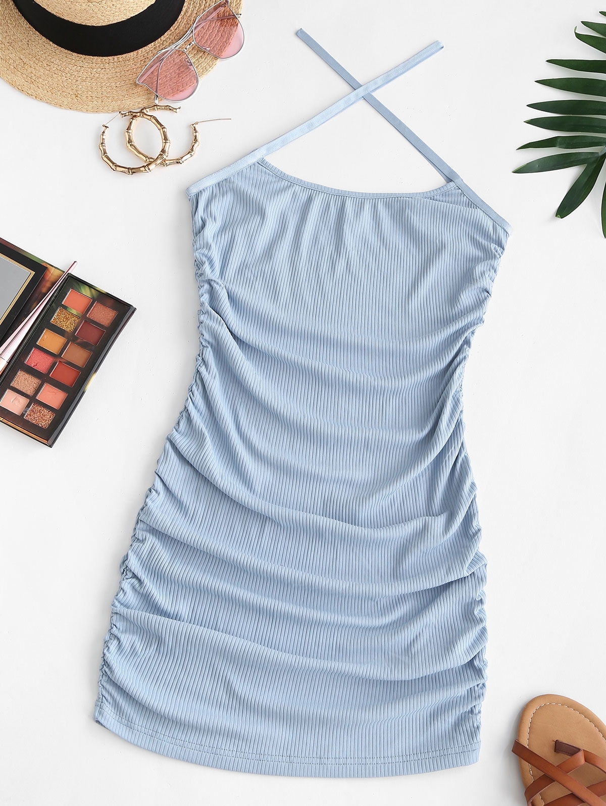 Zaful ZAFUL Geripptes Kreuzes und Queres Cami Kleid | XL