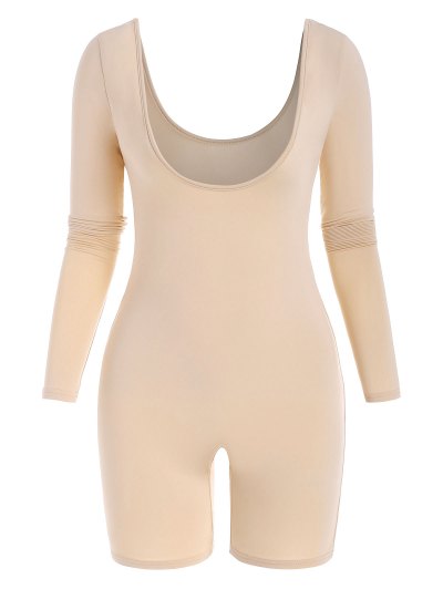 Zaful Einfarbiger U Ausschnitt Unitard Strampler | L