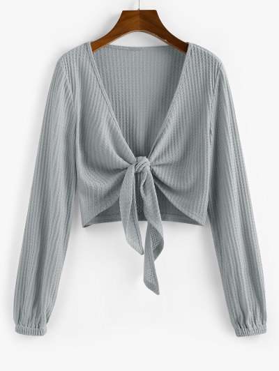 Zaful ZAFUL Verknotete Gerippte Kurze Strickjacke | XL