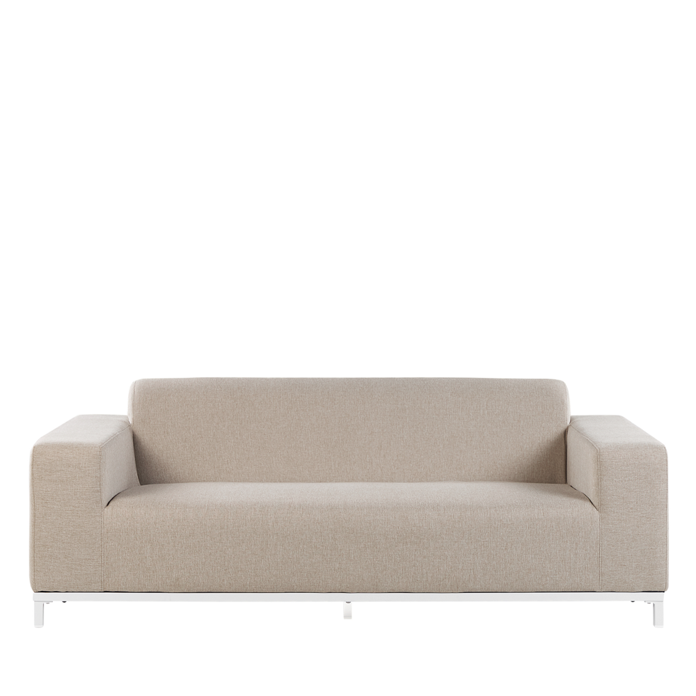 Beliani Driezitsbank stof beige/wit ROVIGO
