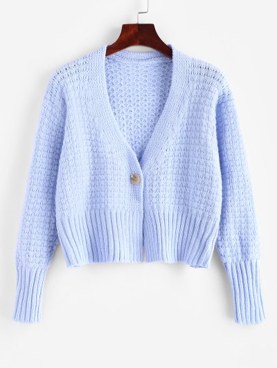 Zaful Ein Geknöpfter Pointelle Strickjacke | ONE SIZE