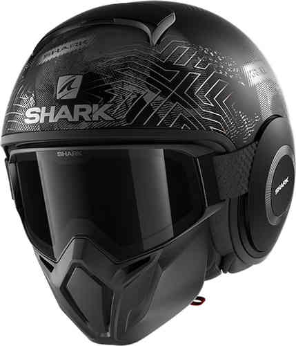 Shark Street-Drak Krull Jet Helm, zwart-grijs, afmeting XL