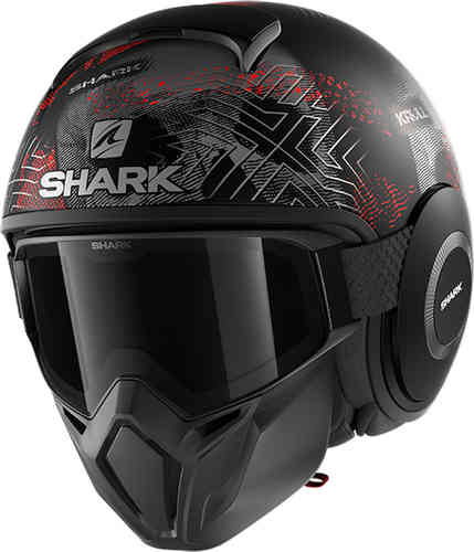 Shark Street-Drak Krull Jet Helm, zwart-rood, afmeting M